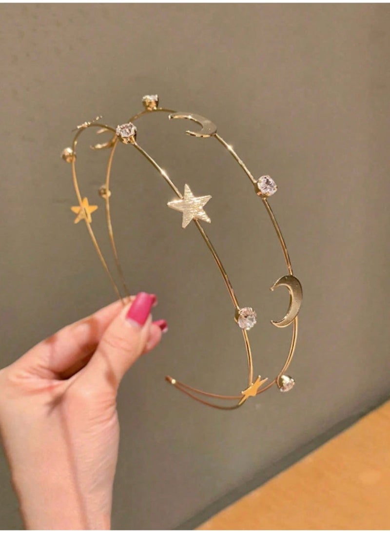 Shein RAMADAN New Style Copper Alloy Headband, Decorated With Metal Stars And Moons, Ideal Gift - Image 3